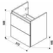 Koupelnová skříňka pod umyvadlo Jika Mio-N 51,4x44,5x59 cm. Technický nákres&nbsp;
