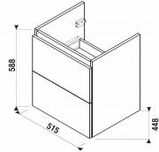 Koupelnová skříňka pod umyvadlo Jika Mio-N 51,4x44,5x59 cm (Technický nákres)