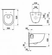 WC závěsné Laufen Pro zadní odpad H8209644000001 (Technický nákres)