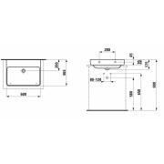 Umyvadlo Laufen Pro S 60x46,5 cm bez otvoru pro baterii H8169630001091. technický nákres 