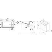 Koupelnová skříňka s umyvadlem Jika Cube 60,5x34x62,2 cm bílá H4536311763001. Technický nákres&nbsp;