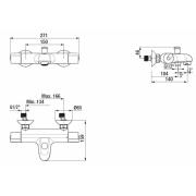 Vanová baterie Jika Deep bez sprchového setu 150 mm chrom H3231U70044001. Technický nákres 