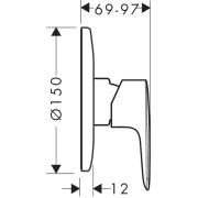 Sprchová baterie Hansgrohe HG248 včetně podomítkového tělesa chrom SIKOBHGMS210. Technický nákres&nbsp;