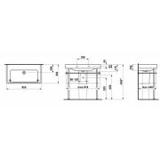 Nábytkové umyvadlo Laufen Pro S 85x46 cm bez otvoru pro baterii H8139654001091. Technický nákres&nbsp;