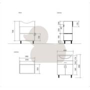 Koupelnová skříňka s umyvadlem Keramia Pro 60x50 cm bílá PRO60Z. Technický nákres 2 