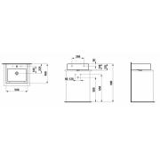 Nábytkové umyvadlo Laufen Living City 50x46 cm otvor pro baterii uprostřed H8174320001041. Technický nákres