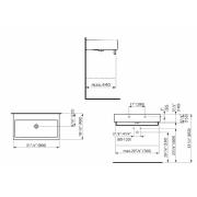 Nábytkové umyvadlo Laufen Living City 60x46 cm otvor pro baterii uprostřed H8174330001041. Technický nákres