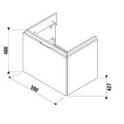 Koupelnová skříňka pod umyvadlo Jika Cubito 59x42,7x48 cm dub H40J4233015191. Technický nákres 