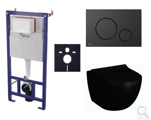 Závěsný WC set SAT do lehkých stěn / předstěnová montáž+ WC VitrA Sento SIKOSSSENBL68K. obr. 1