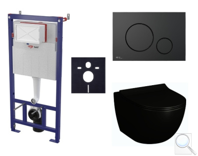 Závěsný WC set SAT do lehkých stěn / předstěnová montáž+ WC VitrA Sento SIKOSSSENBL68K. obr. 1