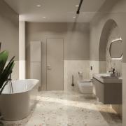 Koupelnová skříňka s keramickým umyvadlem Roca Ona 100x50,5x46 cm písková mat ONA1001ZPM. obr. 6&nbsp;