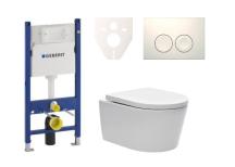 Závěsný WC set Geberit do lehkých stěn / předstěnová montáž+ WC SAT Brevis SIKOGES7W1