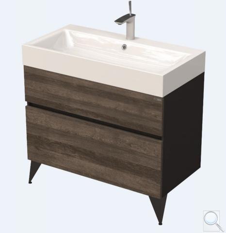 Koupelnová skříňka pod umyvadlo Naturel Luxe 90x56x46 cm černá břidlice/dřevo lesk LUXE90CDLBU černá břidlice/dřevo lesk