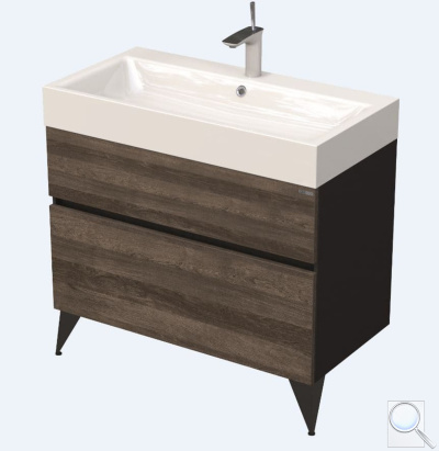 Koupelnová skříňka pod umyvadlo Naturel Luxe 90x56x46 cm černá břidlice/dřevo lesk LUXE90CDLBU. černá břidlice/dřevo lesk