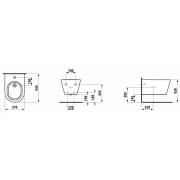 Bidet Laufen Kartell By Laufen závěsný, vnitřní přívod H8303314003021. Technický nákres 