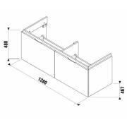 Koupelnová skříňka pod umyvadlo Jika Cubito 128x46,6x48 cm dub H40J4274015191. Technický nákres&nbsp;