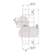 Sprchové rameno Optima strop chrom OPB004. Technický nákres