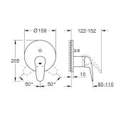 Sprchová baterie Grohe Eurostyle bez podomítkového tělesa chrom 24047003. Technický nákres 