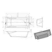 Obdélníková vana Laguna Savero Plus akrylát. Technický nákres&nbsp;