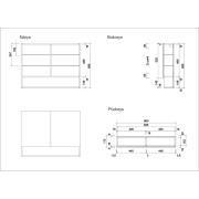 Zrcadlová skříňka Naturel Vario Dekor 90x68,6 cm lamino VARIOG90BI. Technický nákres&nbsp;