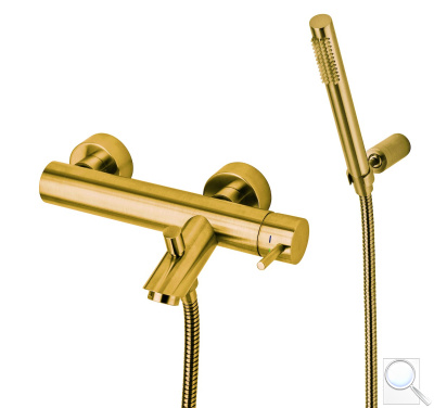 Vanová baterie Paffoni Light se sprchovým setem 150 mm matná zlatá LIG023HGSP. 