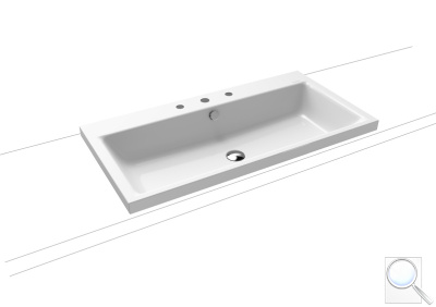 Umyvadlo na desku Kaldewei Puro 3155 90x46 cm alpská bílá tři otvory pro baterii 900506033001. obr. 1