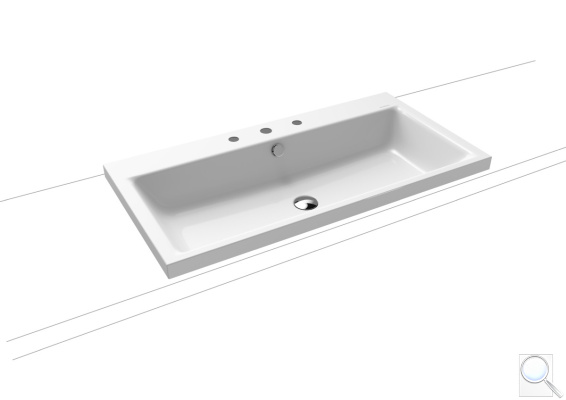 Umyvadlo na desku Kaldewei Puro 3155 90x46 cm alpská bílá tři otvory pro baterii 900506033001. obr. 1