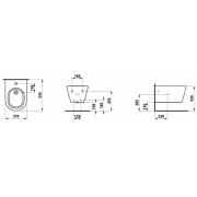 Bidet Laufen Kartell By Laufen závěsný, vnitřní přívod H8303310003021. Technický nákres 