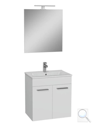 Koupelnová sestava s umyvadlem zrcadlem a osvětlením Vitra Mia 59x61x39,5 cm bílá lesk MIASETFP60B. obr. 1