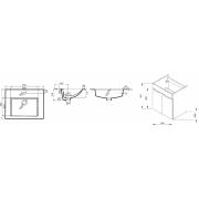 Koupelnová skříňka s umyvadlem Jika Cube 54x43x60,7 cm bílá H4536111763001. Technický nákres