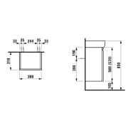 Koupelnová skříňka pod umyvadlo Laufen Pro 39x31x58 cm bílá H4830110954631. Technický nákres 