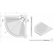 Sprchová vanička čtvrtkruhová SAT Limcc litý mramor. Technický nákres 2&nbsp;