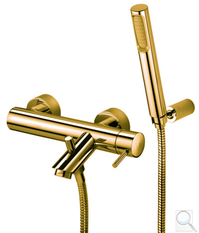 Vanová baterie Paffoni Light se sprchovým setem 150 mm zlatá LIG023HG. 