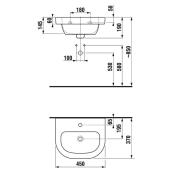 Umývátko Jika Deep 45x37 cm otvor pro baterii uprostřed H8156140001041. obr. 3 