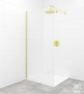 Sprchová zástěna Walk-in 120 cm SAT v barvě profilu zlatá lesk SATBWI120PRZ sestava v kombinaci s černou