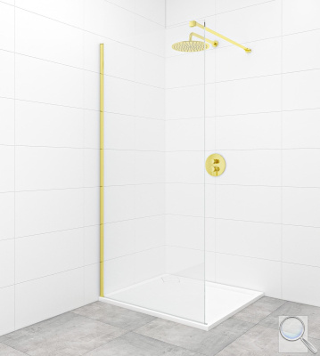 Sprchová zástěna Walk-in 120 cm SAT v barvě profilu zlatá lesk SATBWI120PRZ. sestava v kombinaci s černou