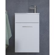 Koupelnová sestava s dvířky, umyvadlem, zrcadlem a osvětlením Vitra Mia 39x61x28 cm bílá lesk MIASET40B. obr. 4 