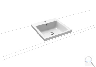 Umyvadlo na desku Kaldewei Puro 3153 46x46 cm alpská bílá otvor pro baterii uprostřed 900306013001. obr. 1