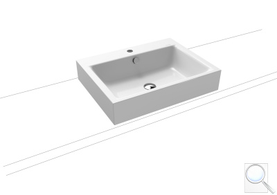 Umyvadlo na desku Kaldewei Puro 3157 60x46 cm alpská bílá otvor pro baterii uprostřed 900706013001. obr. 1