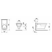 WC závěsné Laufen Pro zadní odpad H8209530000001. Technický nákres&nbsp;