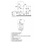 Pisoár závěsný Jika Golem zadní odpad H8430700000001. technický nákres