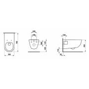 WC závěsné Laufen Pro zadní odpad H8219600000001. technický nákres&nbsp;