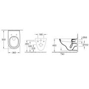 WC závěsné Villeroy & Boch O.Novo zadní odpad 5660H1R1. technický nákres 