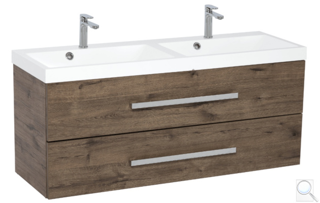 Koupelnová skříňka s dvojumyvadlem Naturel Cube Way 120x40 cm dub wellington CUBE2120ZDW.