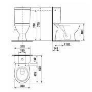 WC kombi komplet stojící Jika Lyra Plus spodní odpad H8263870002423. technický nákres 