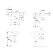 Umyvadlo Villeroy & Boch 55x47 cm otvor pro baterii uprostřed 41885501. technický nákres&nbsp;