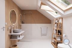 Podkrovní koupelna Argenta Marlen - siko-japandi-koupelna-s-vanou-bezova-seda-inspirace-podkrovni-1