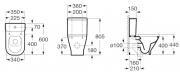 WC kombi komplet Roca The Gap vario odpad SIKOSRG34273B (Technický nákres)