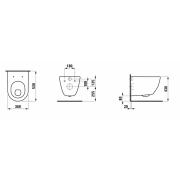 WC závěsné Laufen Pro zadní odpad H8209594000001. Technický nákres&nbsp;