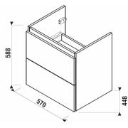 Koupelnová skříňka pod umyvadlo Jika Mio-N 57x44,5x58,8 cm. Technický nákres 